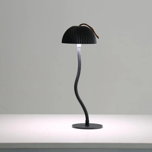 Black Three-dimensional stripes Sleek Minimalist LED Mushroom Table Lamp - Rechargeable 3-Color Touch Control, Bar & Ambient Light - Mekamart Australia