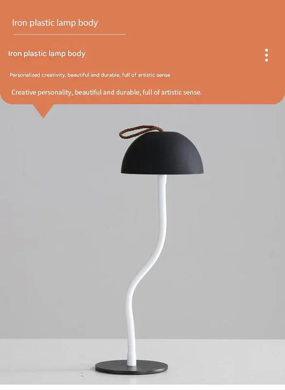 Black Three-dimensional stripes Sleek Minimalist LED Mushroom Table Lamp - Rechargeable 3-Color Touch Control, Bar & Ambient Light - Mekamart Australia
