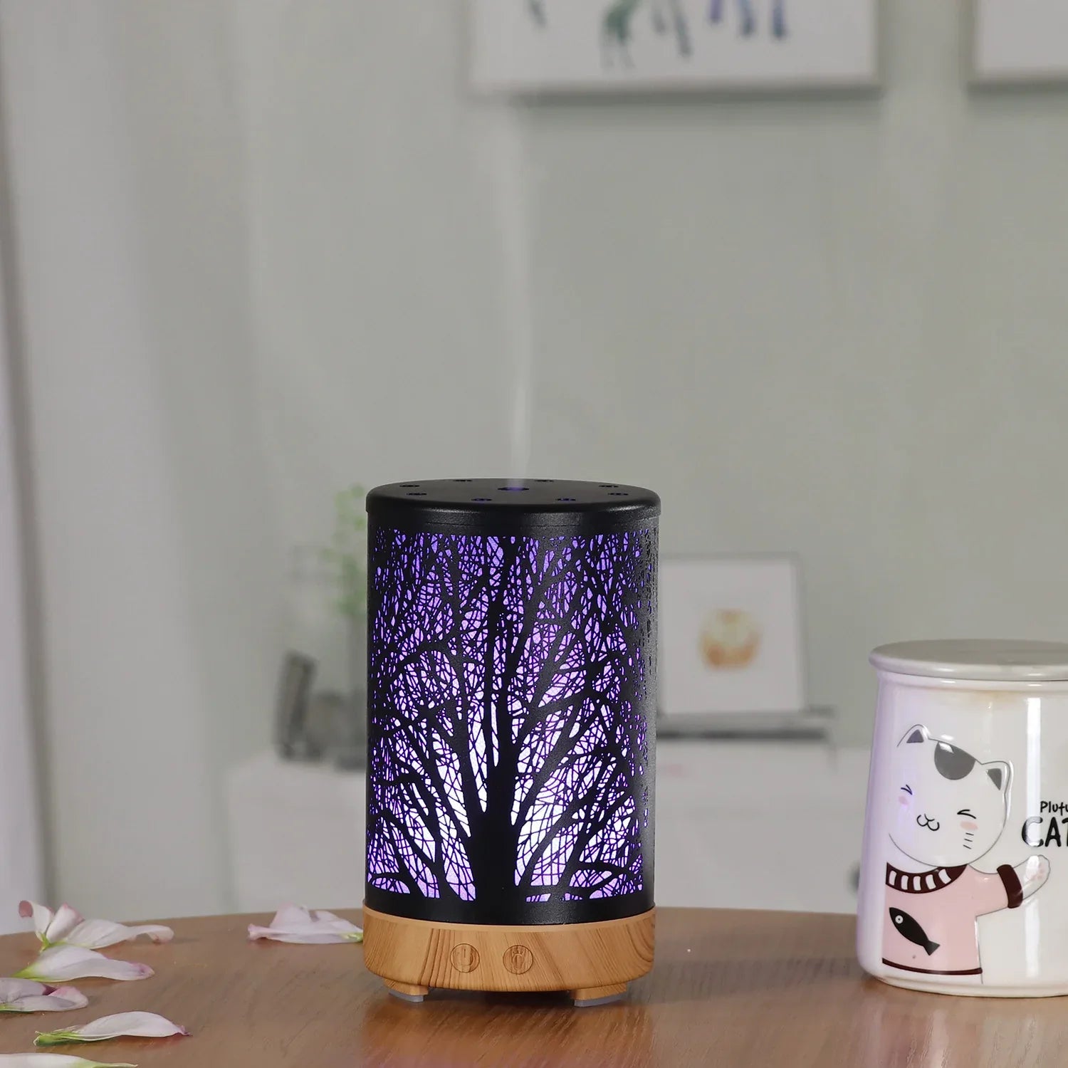Black Forest Design Iron Essential Oil Diffuser - 7 Color LED Ultrasonic Cool Mist Humidifier 100ml - Mekamart Australia