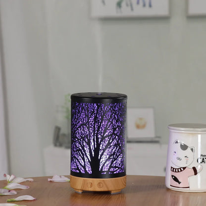 Black Forest Design Iron Essential Oil Diffuser - 7 Color LED Ultrasonic Cool Mist Humidifier 100ml - Mekamart Australia