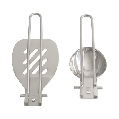 Silver 304 Stainless Steel Folding Camping Ladle - 2 Pack Deep Serving Spoons, Portable & Eco-Friendly - Mekamart Australia