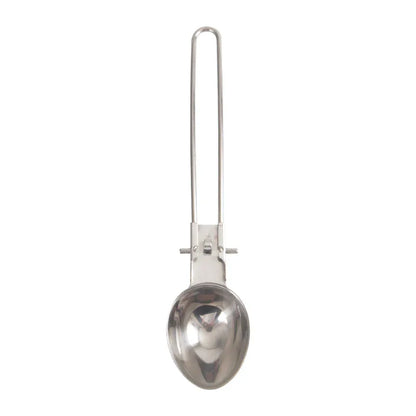 Silver Premium 304 Stainless Steel Folding Camping Utensil Set - Spatula & Deep Spoon Combo for Outdoor Cooking - Mekamart Australia