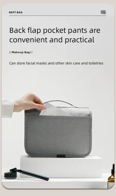 Black Eco-Friendly RPET Hanging Toiletry Bag - Large Capacity Waterproof Travel Makeup Organizer - Mekamart Australia