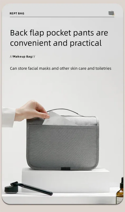 Black Eco-Friendly RPET Hanging Toiletry Bag - Large Capacity Waterproof Travel Makeup Organizer - Mekamart Australia