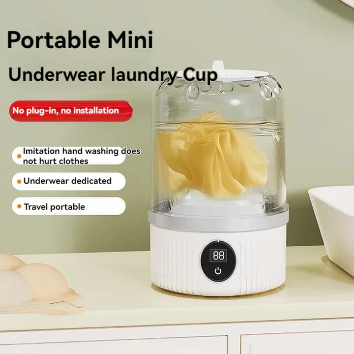 White Portable Mini Washing Machine - Rechargeable USB-C Electric Washer for Travel, Delicates & Socks - Mekamart Australia