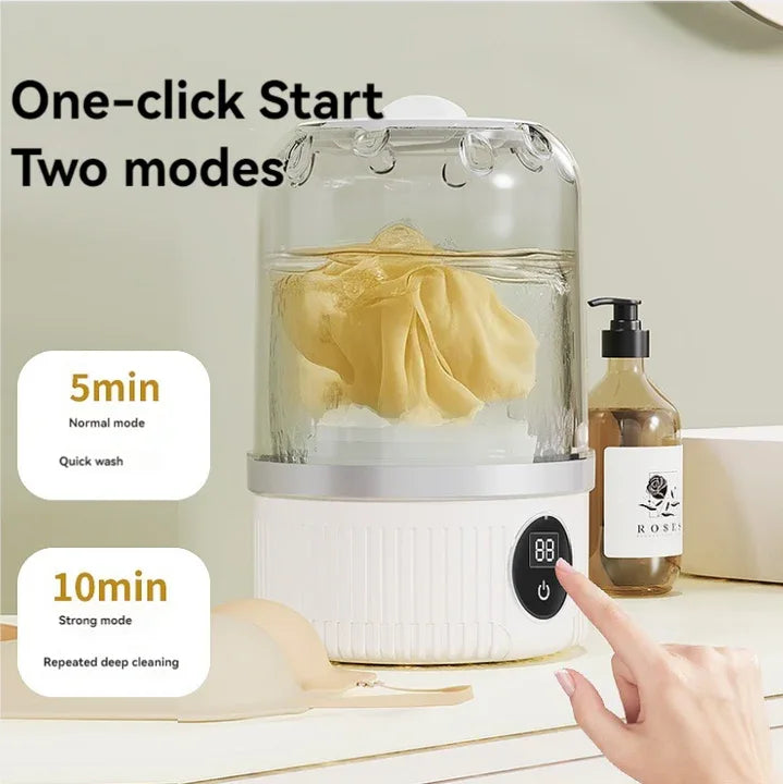 White Portable Mini Washing Machine - Rechargeable USB-C Electric Washer for Travel, Delicates & Socks - Mekamart Australia