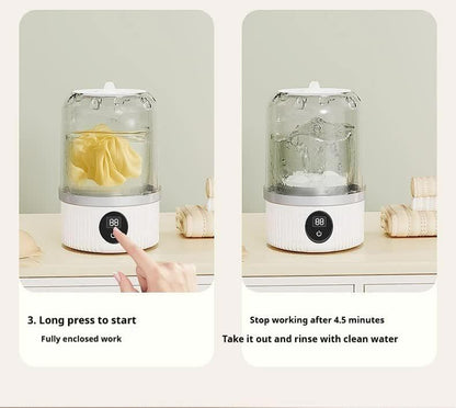 White Portable Mini Washing Machine - Rechargeable USB-C Electric Washer for Travel, Delicates & Socks - Mekamart Australia