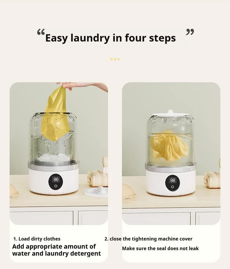 Blue Portable Mini Washing Machine - Rechargeable USB-C Electric Washer for Travel, Delicates & Socks - Mekamart Australia