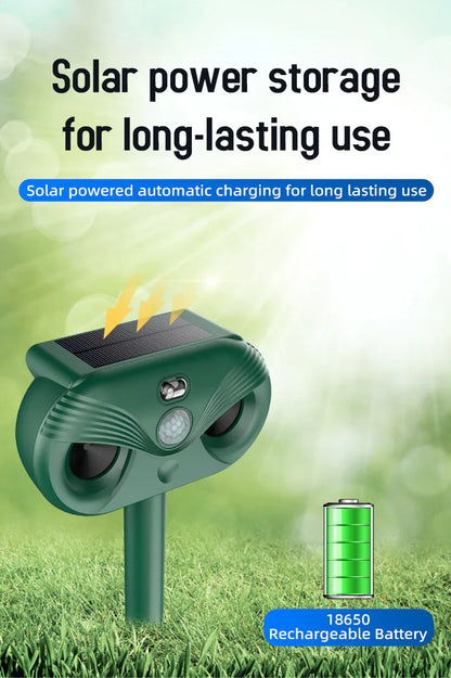 Green Advanced Solar Powered Ultrasonic Animal Repeller - Outdoor Pest Deterrent with Motion Sensor, Strobe Light & Laser - Mekamart Australia