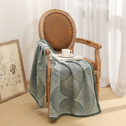 Green Luxurious Paisley Jacquard Throw Blanket - Soft Wool Blend with Tassels, 120x150cm, Lightweight Sofa & Nap Blanket - Mekamart Australia
