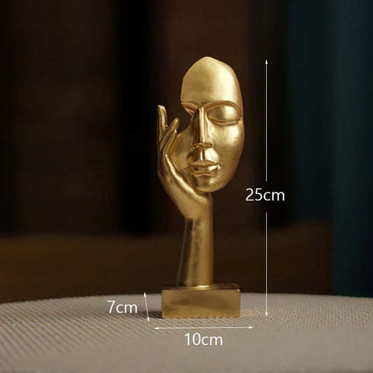Gold Style 1 Elegant Abstract Face Sculpture - Modern Resin Art Figurine, Hand & Mask Home Decor Accent - Mekamart Australia