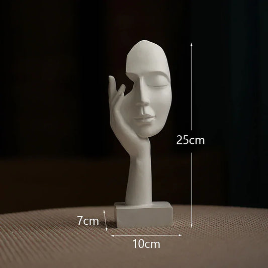 White Style 1 Elegant Abstract Face Sculpture - Modern Resin Art Figurine, Hand & Mask Home Decor Accent - Mekamart Australia