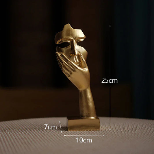 Gold Style 2 Elegant Abstract Face Sculpture - Modern Resin Art Figurine, Hand & Mask Home Decor Accent - Mekamart Australia