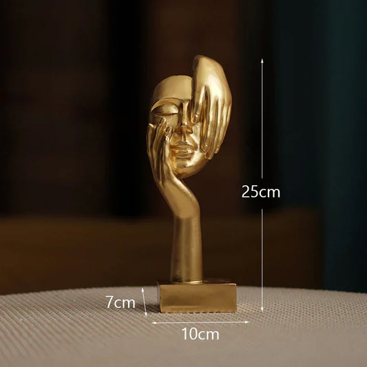 Gold Style 3 Elegant Abstract Face Sculpture - Modern Resin Art Figurine, Hand & Mask Home Decor Accent - Mekamart Australia