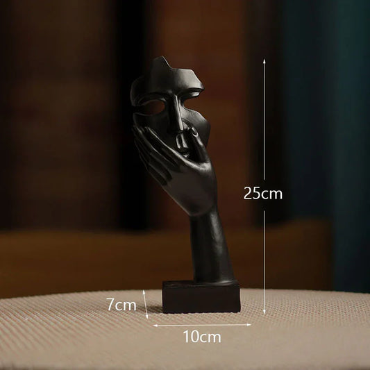 Black Style 2 Elegant Abstract Face Sculpture - Modern Resin Art Figurine, Hand & Mask Home Decor Accent - Mekamart Australia
