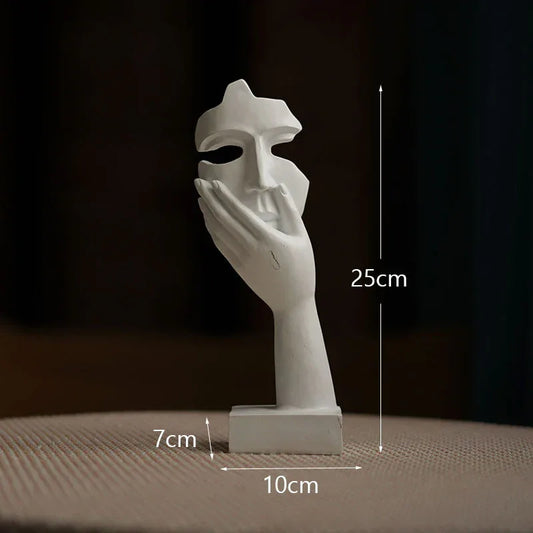 White Style 2 Elegant Abstract Face Sculpture - Modern Resin Art Figurine, Hand & Mask Home Decor Accent - Mekamart Australia