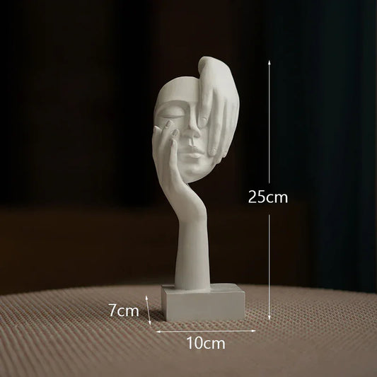 White Style 3 Elegant Abstract Face Sculpture - Modern Resin Art Figurine, Hand & Mask Home Decor Accent - Mekamart Australia