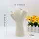 Beige Elegant Off-White Ceramic Vase - Modern Sculptural Flower Holder with Wide Fluted Opening - Mekamart Australia