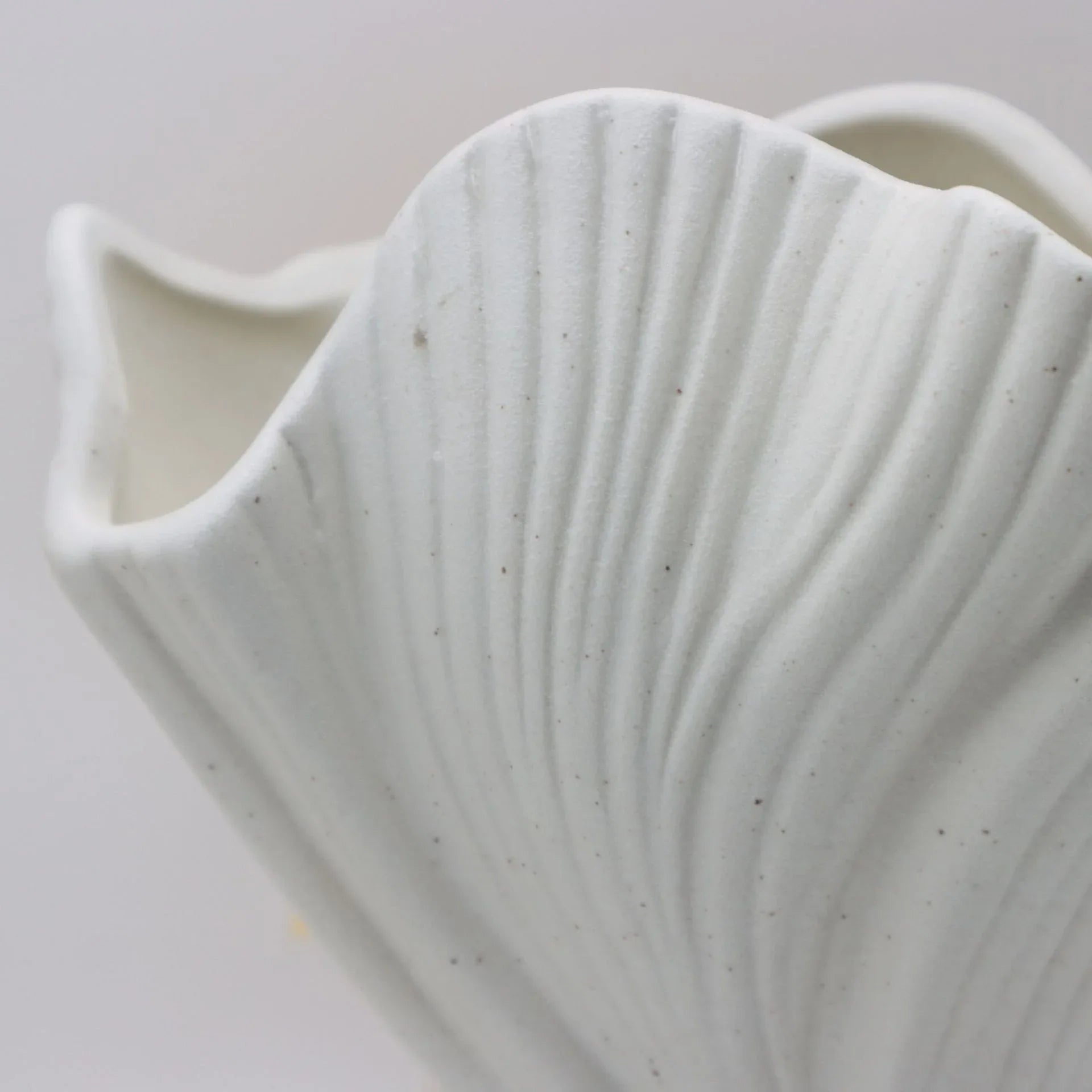 Beige Elegant Off-White Ceramic Vase - Modern Sculptural Flower Holder with Wide Fluted Opening - Mekamart Australia