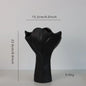 Black Elegant Off-White Ceramic Vase - Modern Sculptural Flower Holder with Wide Fluted Opening - Mekamart Australia