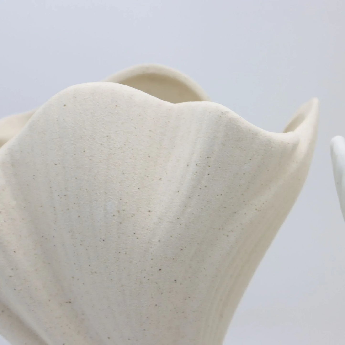 Black Elegant Off-White Ceramic Vase - Modern Sculptural Flower Holder with Wide Fluted Opening - Mekamart Australia