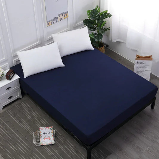 Dark Blue Queen Size Waterproof Fitted Mattress Protector - Soft & Breathable Bed Cover, Hypoallergenic, Deep Pocket (152x190x30cm) - Mekamart Australia