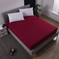 Claret Red Queen Size Waterproof Fitted Mattress Protector - Soft & Breathable Bed Cover, Hypoallergenic, Deep Pocket (152x190x30cm) - Mekamart Australia