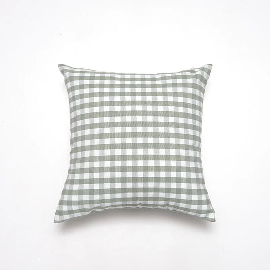 Green Small Plaid Pattern Set of 2 Decorative Cushion Covers - 45x45cm, Soft Polyester (Inserts Not Included) - Mekamart Australia