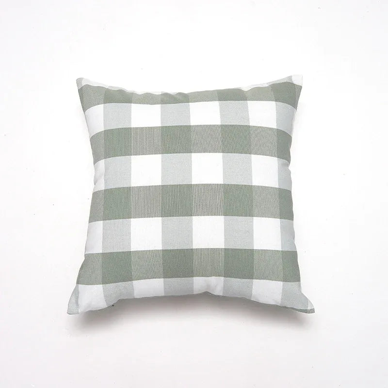 Green Big Plaid Pattern Set of 2 Decorative Cushion Covers - 45x45cm, Soft Polyester (Inserts Not Included) - Mekamart Australia