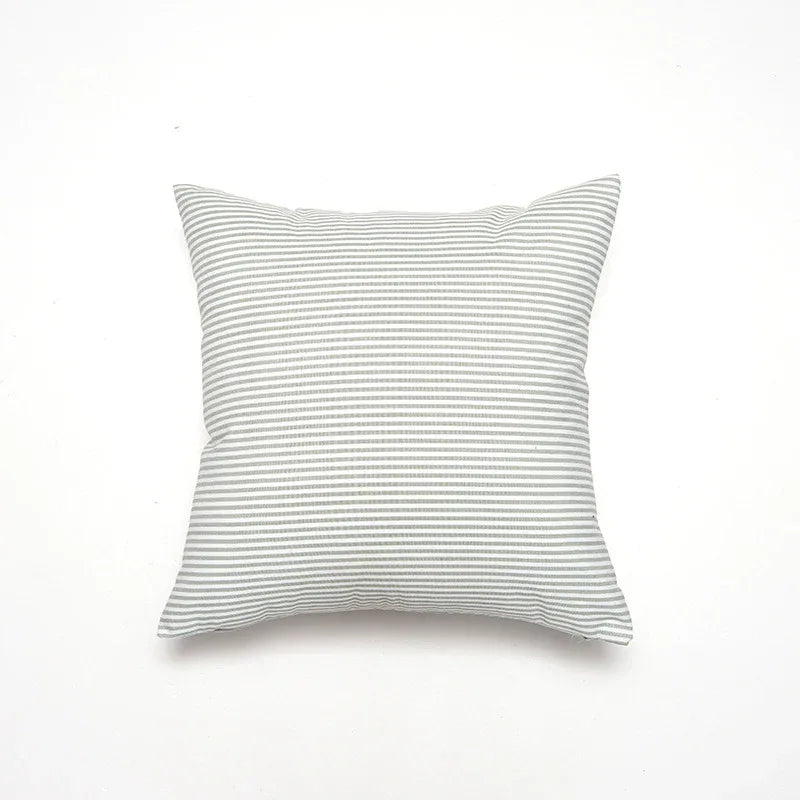Green Pinstripe Pattern Set of 2 Decorative Cushion Covers - 45x45cm, Soft Polyester (Inserts Not Included) - Mekamart Australia