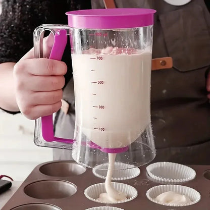 Purple Precision Batter Dispenser with Measurement Marks - 900ml Easy Pour for Pancakes, Cupcakes & Waffles - Mekamart Australia