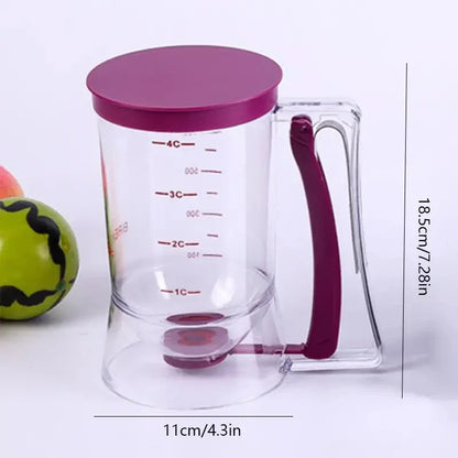 Purple Precision Batter Dispenser with Measurement Marks - 900ml Easy Pour for Pancakes, Cupcakes & Waffles - Mekamart Australia
