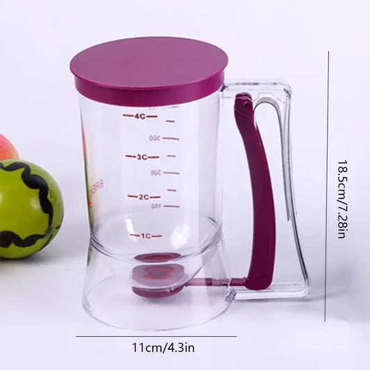 Purple Precision Batter Dispenser with Measurement Marks - 900ml Easy Pour for Pancakes, Cupcakes & Waffles - Mekamart Australia
