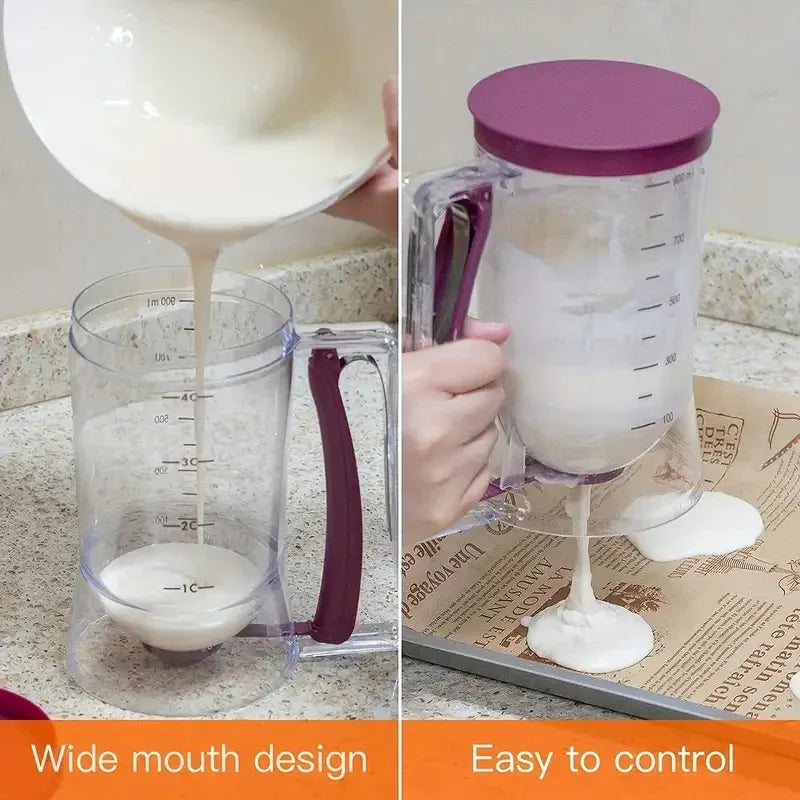 Purple Precision Batter Dispenser with Measurement Marks - 900ml Easy Pour for Pancakes, Cupcakes & Waffles - Mekamart Australia