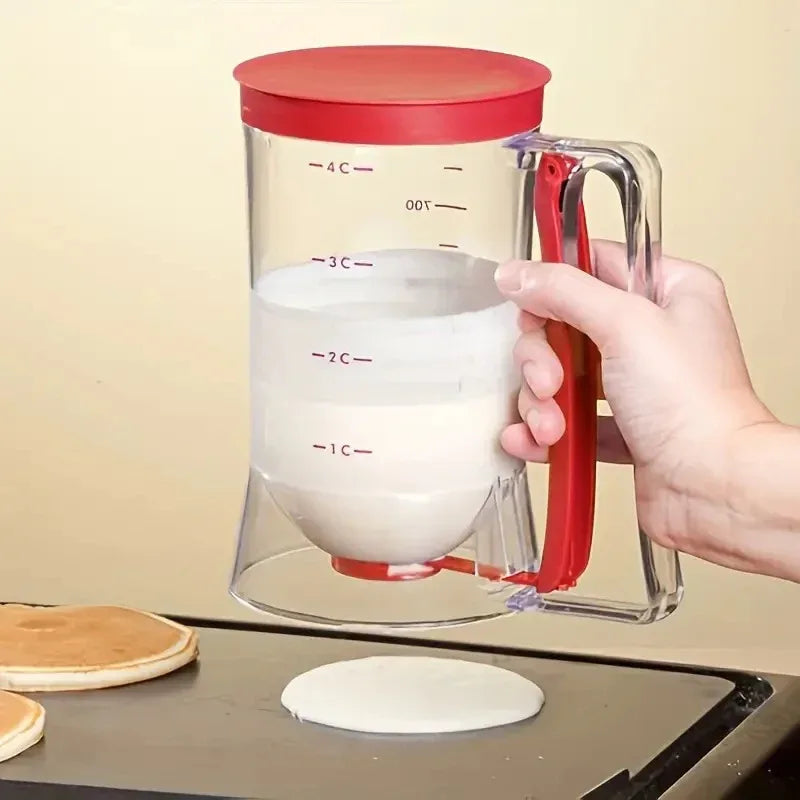 Red Precision Batter Dispenser with Measurement Marks - 900ml Easy Pour for Pancakes, Cupcakes & Waffles - Mekamart Australia