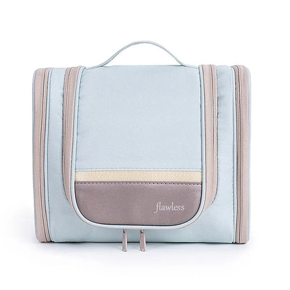 Light Blue Large Capacity Hanging Travel Toiletry Bag - Portable Waterproof Organizer for Cosmetics, Makeup & Toiletries with Multiple Compartments - Mekamart Australia