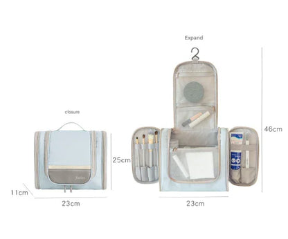 Dark Blue Large Capacity Hanging Travel Toiletry Bag - Portable Waterproof Organizer for Cosmetics, Makeup & Toiletries with Multiple Compartments - Mekamart Australia