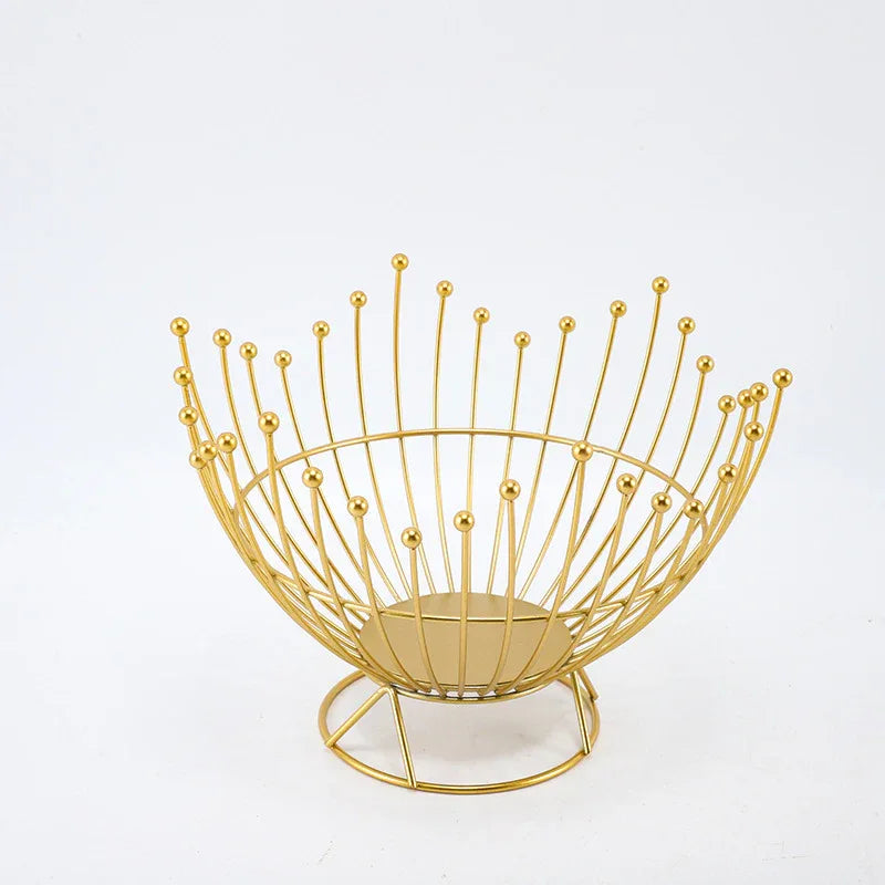 Pedestal Base Gold Modern Metal Wire Fruit Basket Bowl - Countertop Storage for Fruit & Snacks - Mekamart Australia