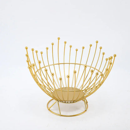 Pedestal Base Gold Modern Metal Wire Fruit Basket Bowl - Countertop Storage for Fruit & Snacks - Mekamart Australia