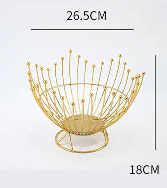 Pedestal Base Gold Modern Metal Wire Fruit Basket Bowl - Countertop Storage for Fruit & Snacks - Mekamart Australia