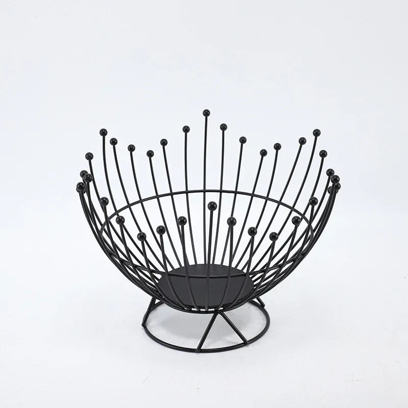 Pedestal Base Black Modern Metal Wire Fruit Basket Bowl - Countertop Storage for Fruit & Snacks - Mekamart Australia