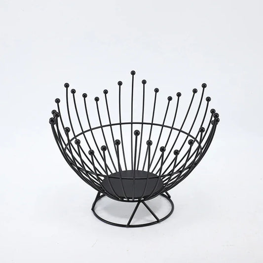 Pedestal Base Black Modern Metal Wire Fruit Basket Bowl - Countertop Storage for Fruit & Snacks - Mekamart Australia