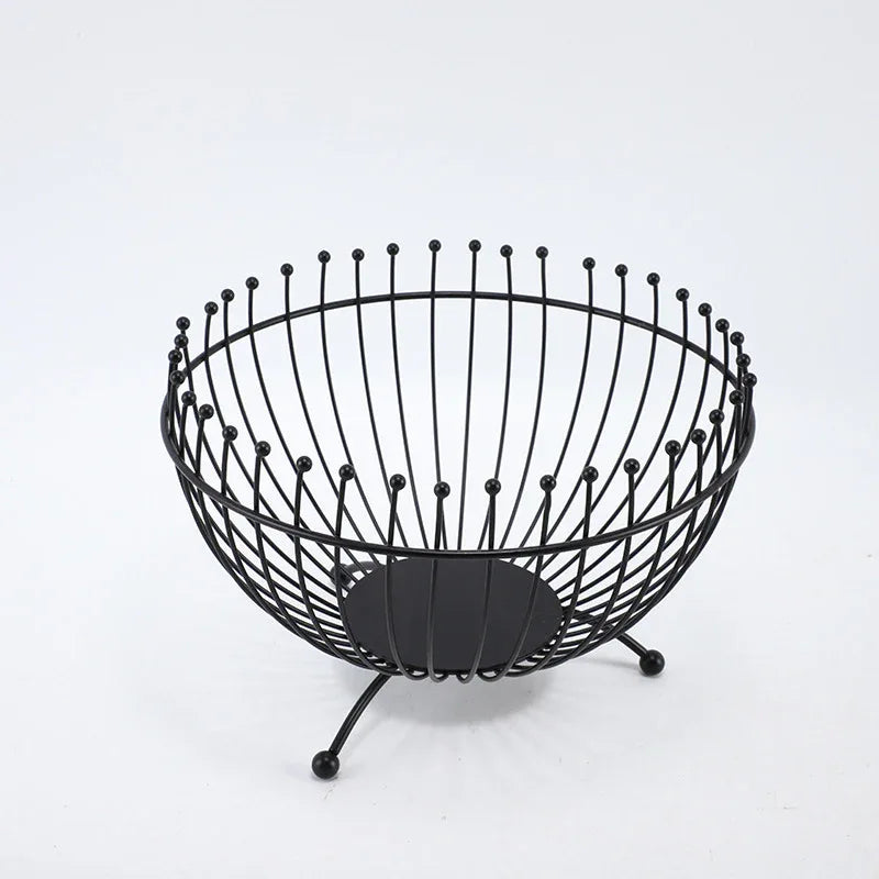 Small Feet Black Modern Metal Wire Fruit Basket Bowl - Countertop Storage for Fruit & Snacks - Mekamart Australia