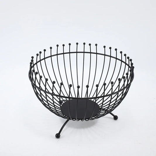 Small Feet Black Modern Metal Wire Fruit Basket Bowl - Countertop Storage for Fruit & Snacks - Mekamart Australia
