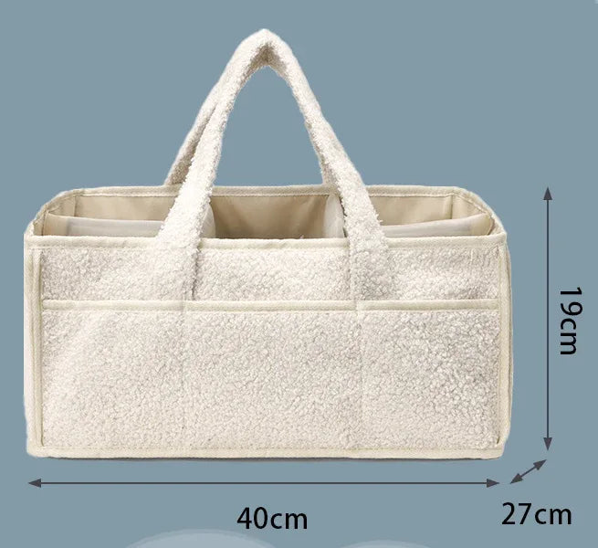 Black Large Plush Nappy Caddy Organizer - Portable Diaper Storage Bin & Nursery Tote Bag - Mekamart Australia