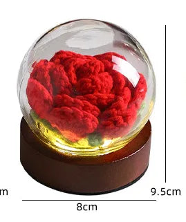Gradient Light Pink Rose Knitted Flower LED Dome Lamp - USB Touch 3-Color Night Light - Mekamart Australia