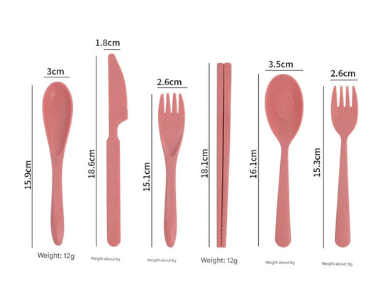 Dark Grey Durable Eco-Friendly Wheat Straw Dinnerware Set - 24 Pieces with Plates, Bowls, Cups & Cutlery - Mekamart Australia