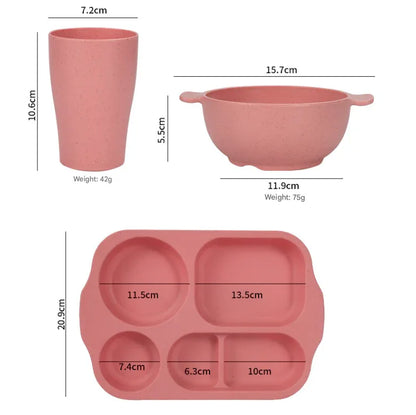 Scandinavian 4-colour Durable Eco-Friendly Wheat Straw Dinnerware Set - 24 Pieces with Plates, Bowls, Cups & Cutlery - Mekamart Australia
