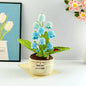 Blue Handmade Crochet Lily of the Valley Potted Plant - Gradient Blue Flower Decor Gift - Mekamart Australia