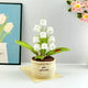 White Handmade Crochet Lily of the Valley Potted Plant - Gradient Blue Flower Decor Gift - Mekamart Australia